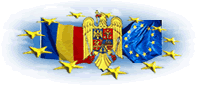 Flagge der EU und Rumänien